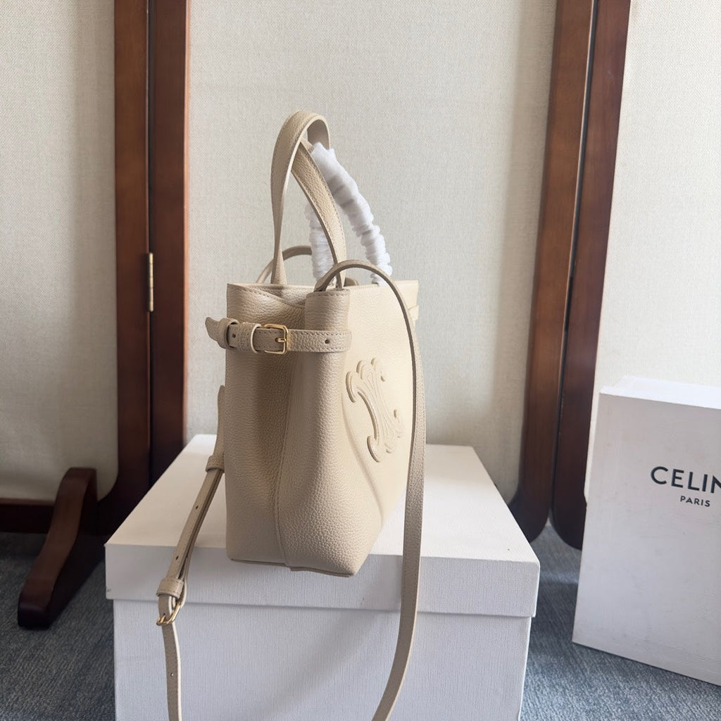 CELINE MINI CABAS ANAÏS CUIR TRIOMPHE 20 IN BEIGE GRAINED CALFSKIN