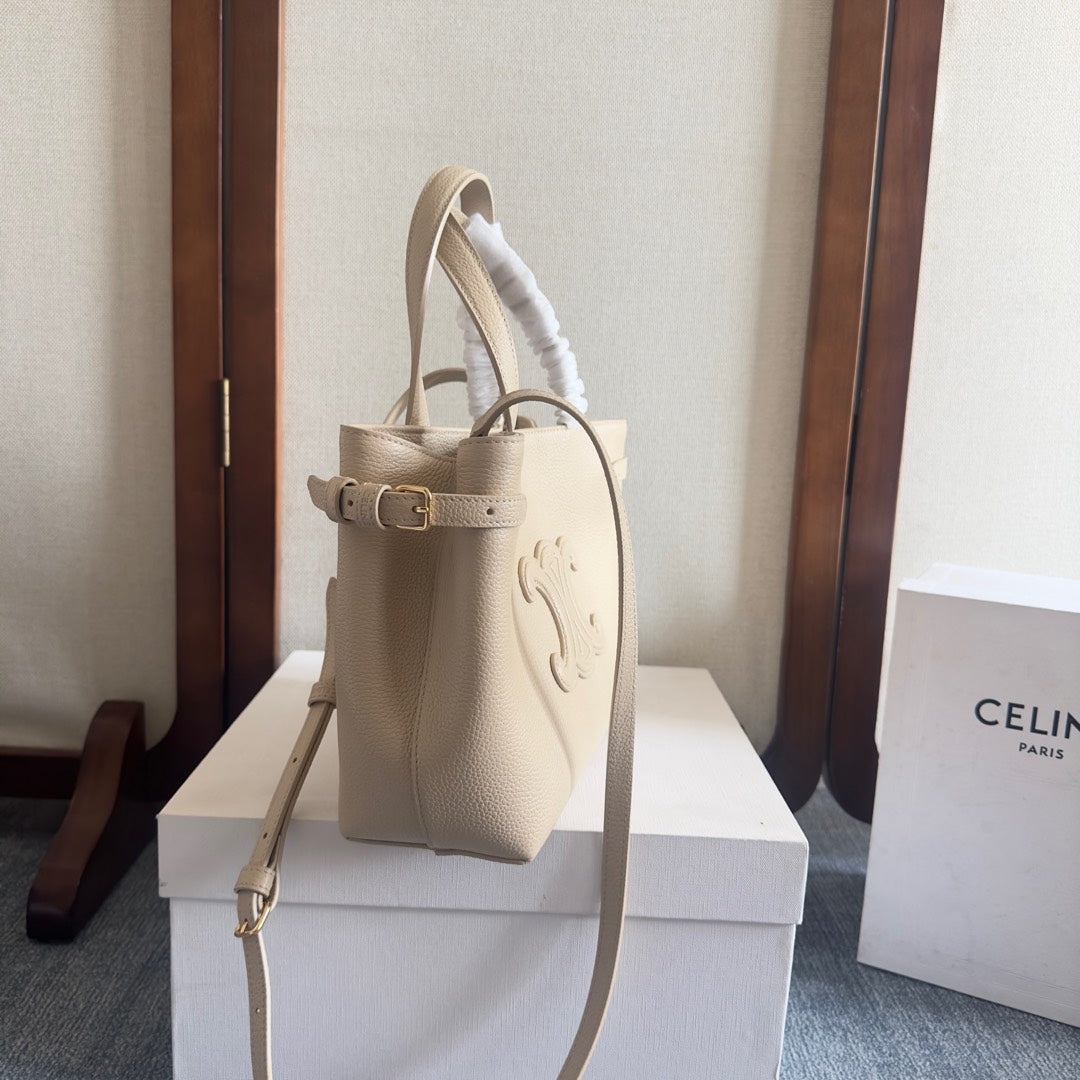 CELINE MINI CABAS ANAÏS CUIR TRIOMPHE 20 IN BEIGE GRAINED CALFSKIN