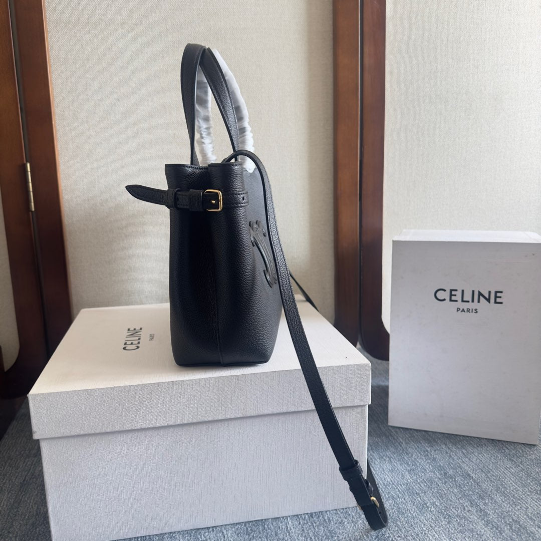 CELINE MINI CABAS ANAÏS CUIR TRIOMPHE 20 IN BLACK GRAINED CALFSKIN
