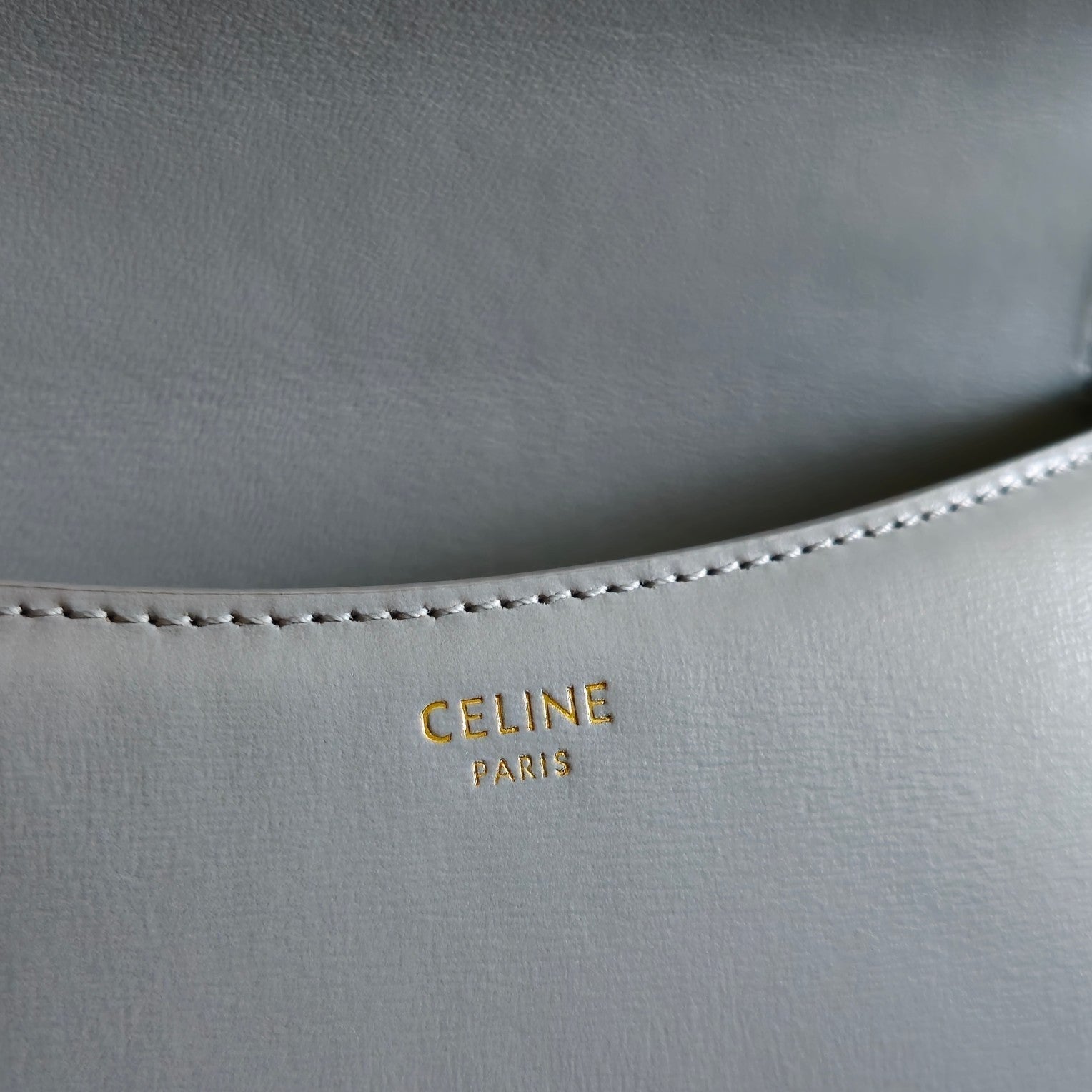 CELINE TEEN LOLA TRIOMPHE BAG 20 IN COOL GRAY BLUE CALFSKIN