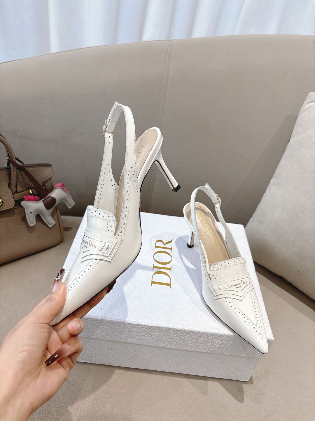 DIOR BOY SLINGBACK PUMP 35 MM IN WHITE CALFSKIN