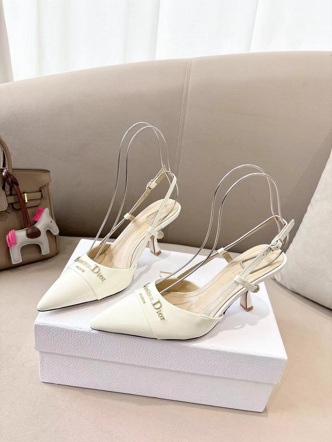 DIOR MY DD SLINGBACK PUMP 85MM IN WHITE CALFSKIN