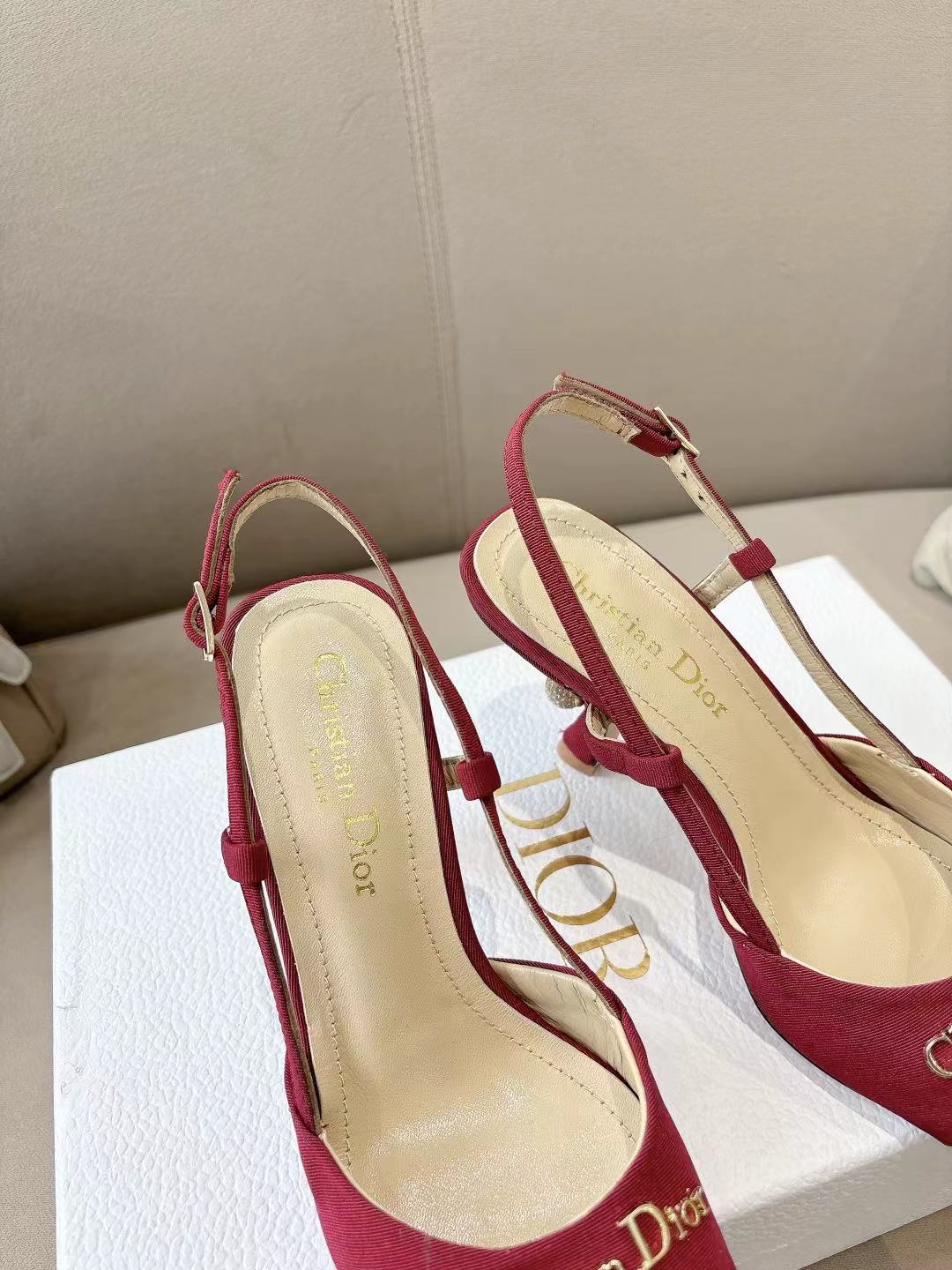 DIOR MY DD SLINGBACK PUMP 85MM IN RED DENIM