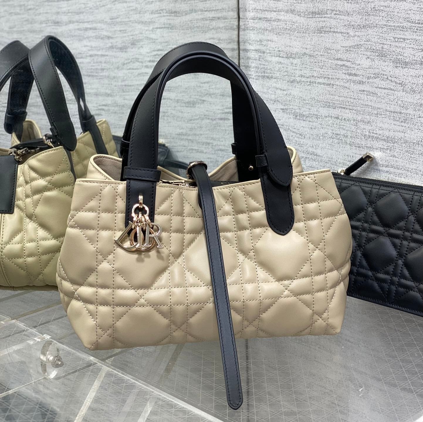 DIOR ALWAYS MINI 23 BAG IN IVORY TAN MACROCANNAGE CALFSKIN