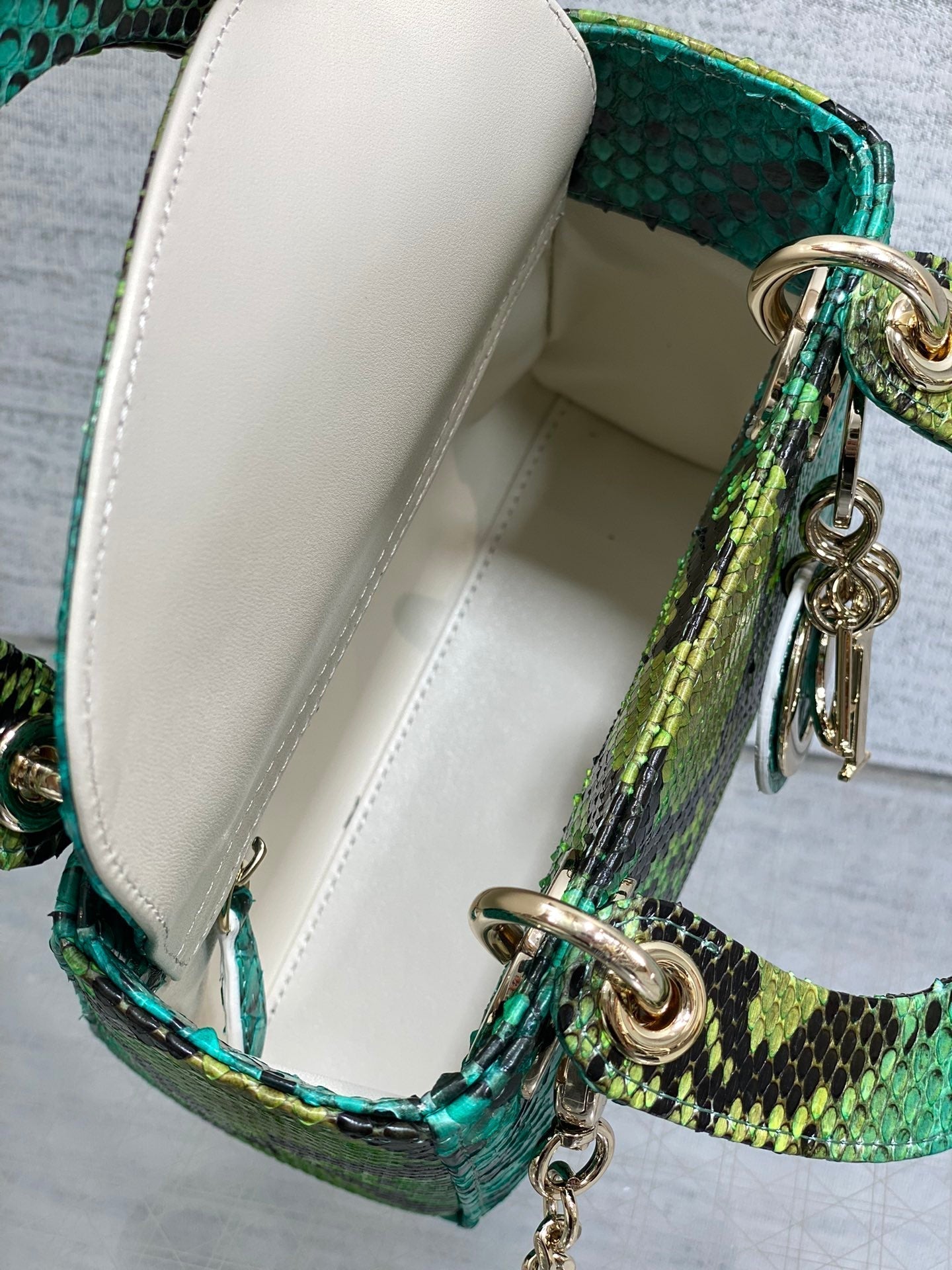 DIOR MINI 17 LADY BAG IN COLORFUL SNAKESKIN PATTERN LAMBSKIN 225963