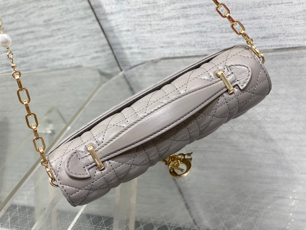 DIOR 25S  TALK PHONE POUCH 21 IN DIRTY LILAC CANNAGE LAMBSKIN GOLD HARDWARE