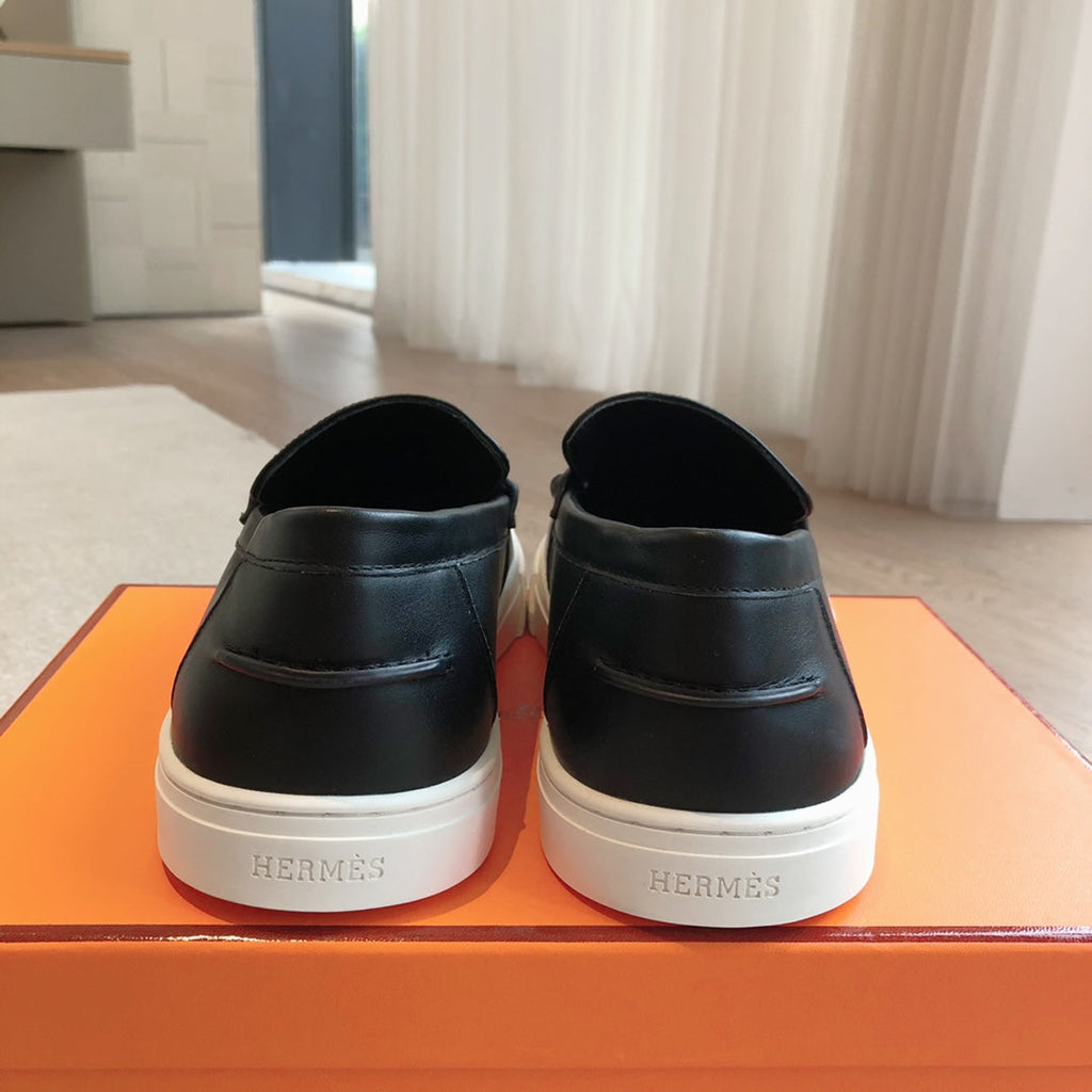 HERMES IKE SLIP-ON SNEAKER BLACK CALFSKIN