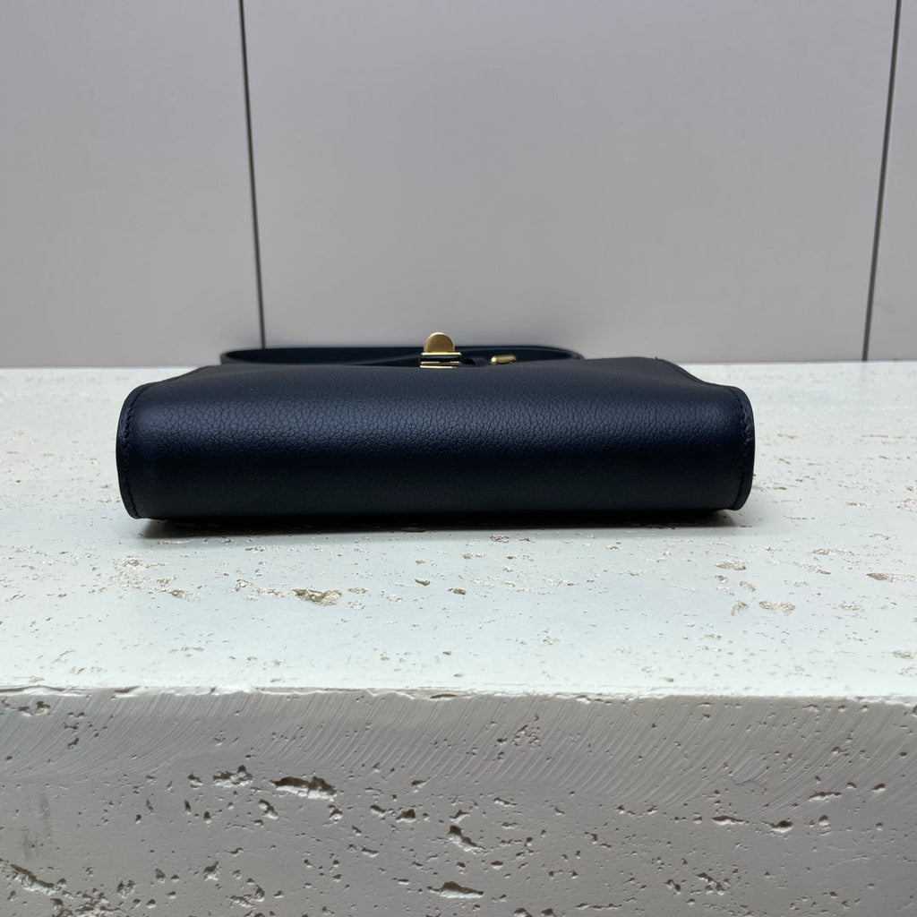 CELINE 16 STRAP POCHETTE 18 IN BLACK SUPPLE CALFSKIN GOLD HARDWARE