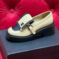 CHANEL MOASIN LOAFER IN YELLOW CREAM MIX BLACK LAMBSKIN