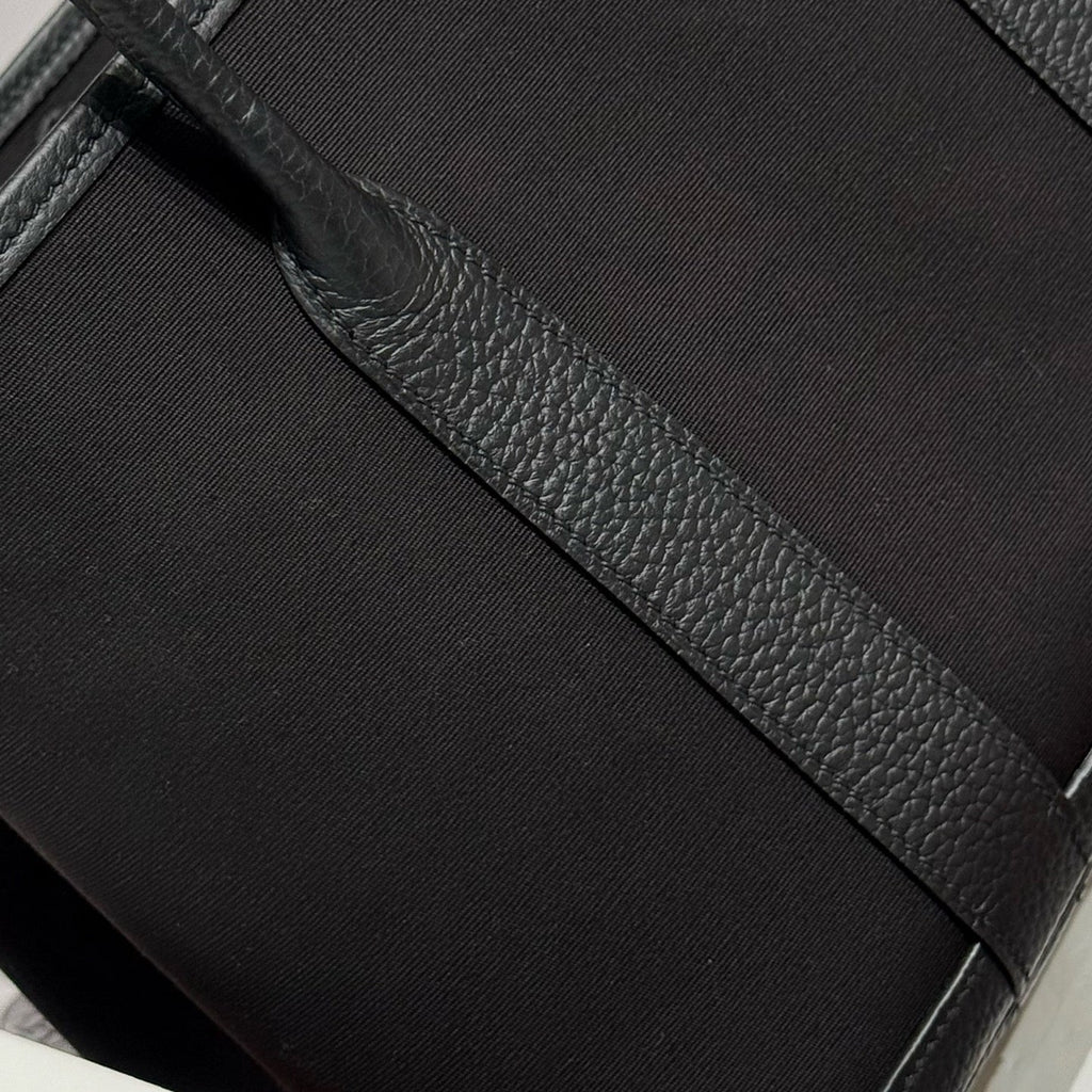 HERMES GARDEN PARTY 30CM IN BLACK TOILETS COTTON CANVAS AND CALFSKIN