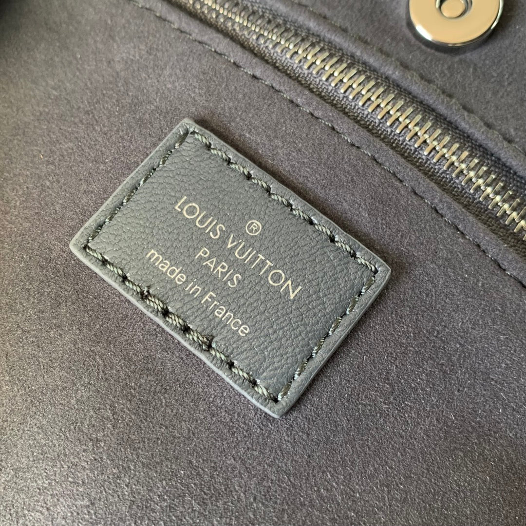 LOUIS VUITTON CARRYALL CARGO VIBE PM 33.5 IN GREY LAMBSKIN BROWN MONOGRAM TAG