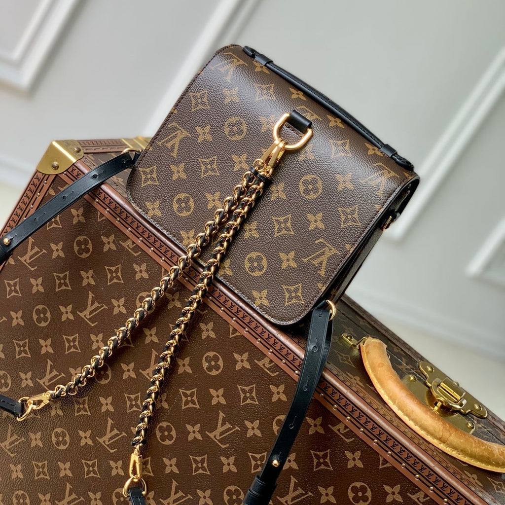 LOUIS VUITTON POCHETTE MÉTIS 20 IN BROWN MONOGRAM AND MONOGRAM REVERSE CANVAS GOLD BUCKLE