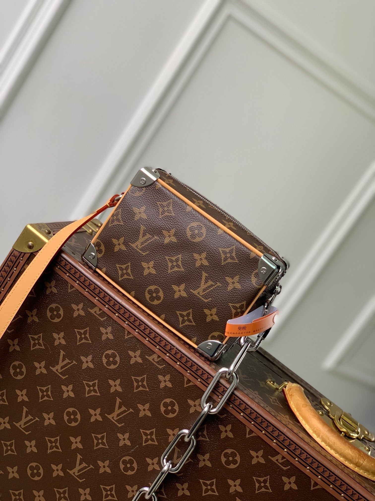 LOUIS VUITTON MINI SOFT TRUNK 18 IN BROWN MONOGRAM MACASSAR CANVAS