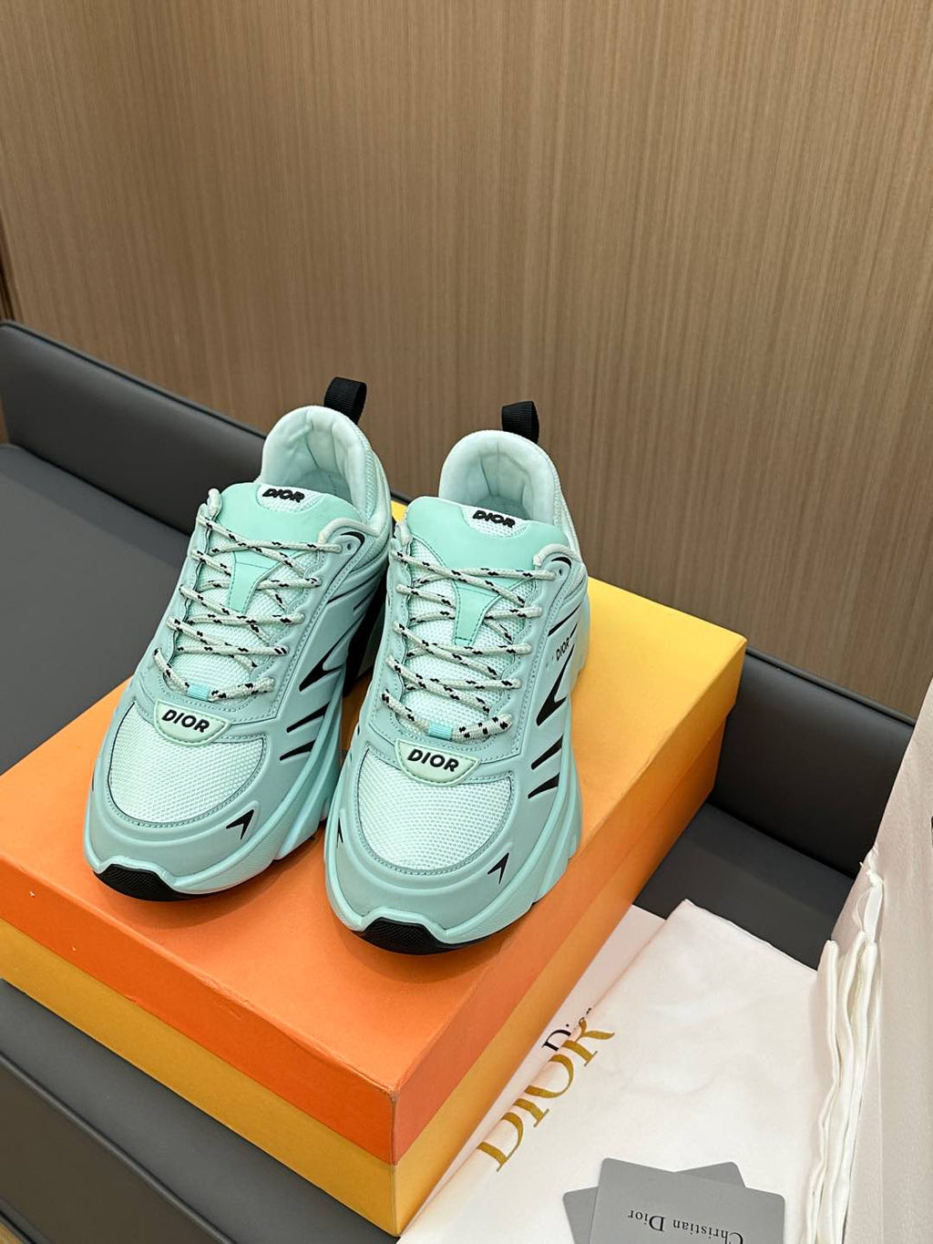 DIOR B44 BLADE SNEAKER AQUAMARINE BLUE TECHNICAL MESH AND TECHNICAL FABRIC