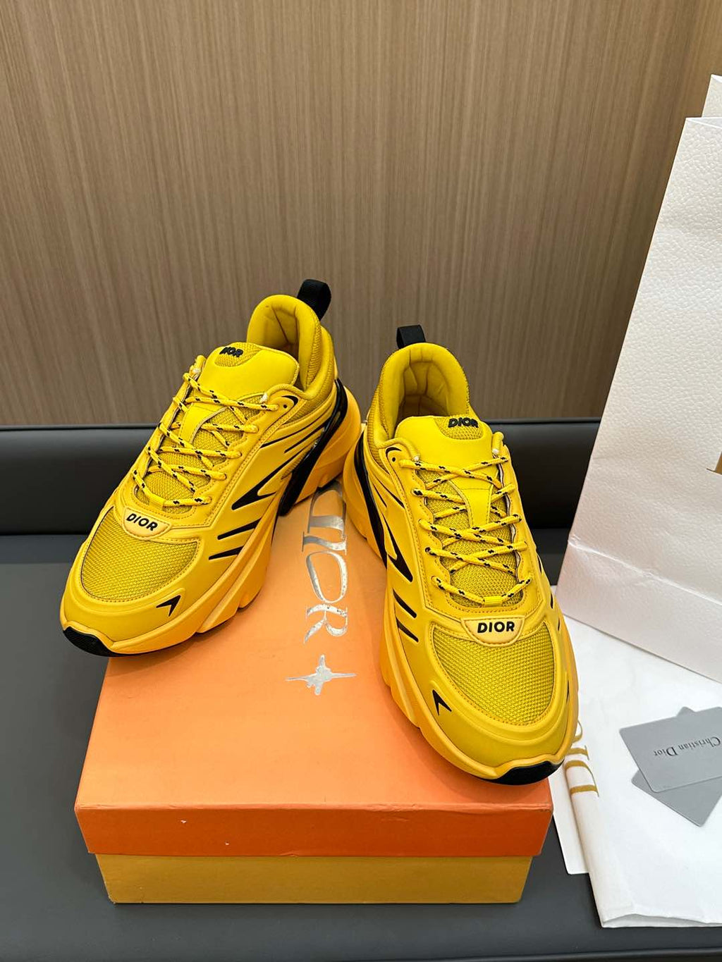 DIOR B44 BLADE SNEAKER CLASSIC YELLOW TECHNICAL MESH AND TECHNICAL FABRIC