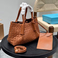 SMALL PINACOTECA TOTE BAG 25 IN RUST BROWN CALFSKIN