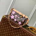 LOUIS VUITTON POCHETTE ACCESSOIRES 22 IN BROWN MONOGRAM CANVAS CHERRY BLOSSOM