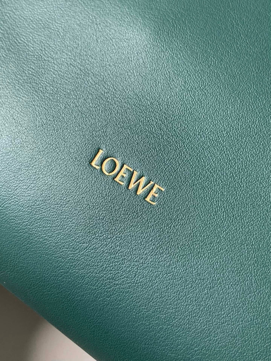 LOEWE 25S LARGE FLAMENCO CLUTCH BAG 30 IN DEEP TEAL CALFSKIN