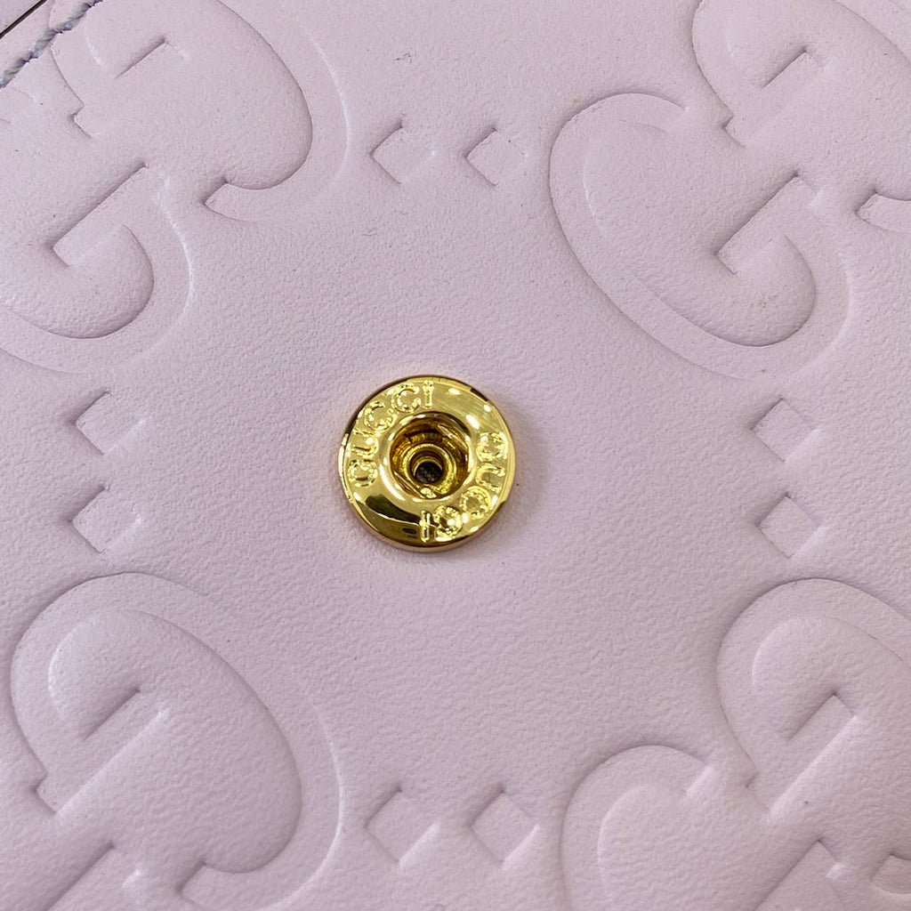 GUCCI CONTINENTAL WALLET 19 IN LIGHT VIOLET EMBOSSED CALFSKIN GOLD HARDWARE