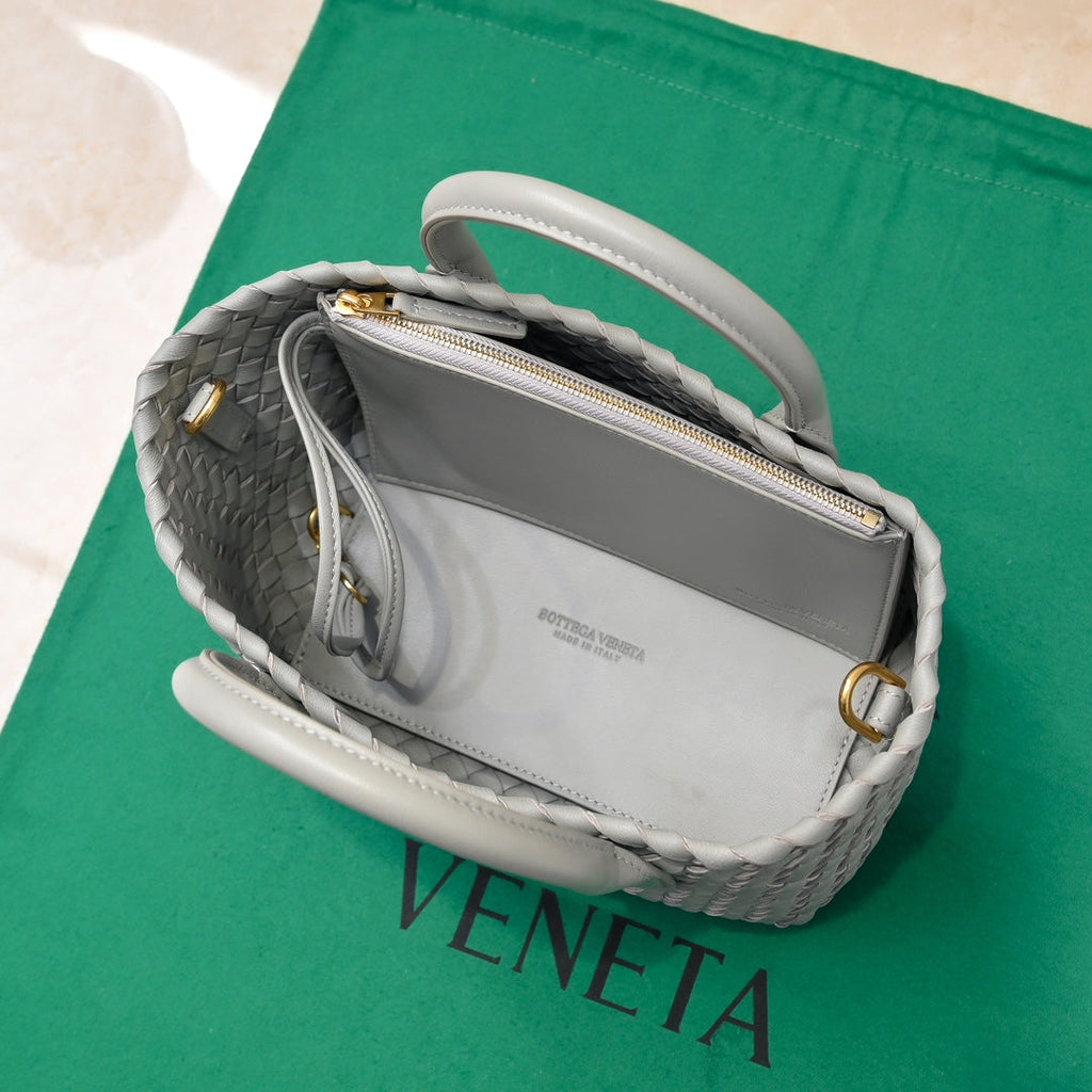 BOTTEGA VENETA Mini Cabat 20cm Grey Lambskin Ghw