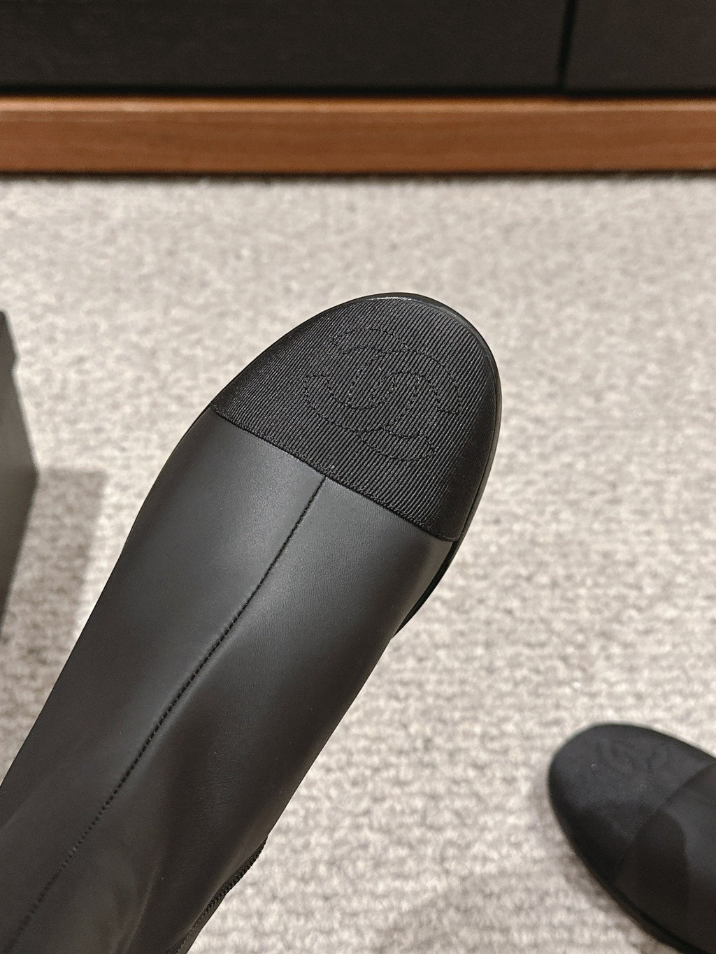 CHANEL SHORT BOOTS IN BLACK LAMBSKIN AND FABRIC