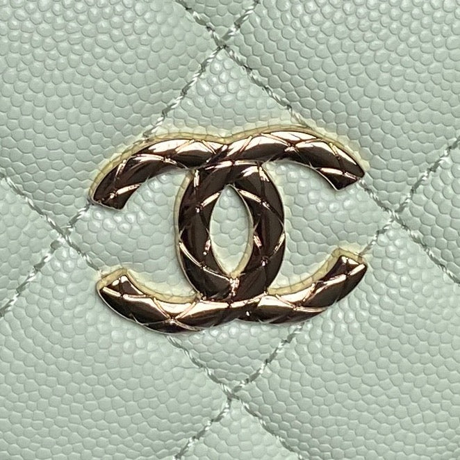 CHANEL 25S COCO CRUSH HANDLE BAG 19 IN LIGHT GREEN CAVIAR LEATHER