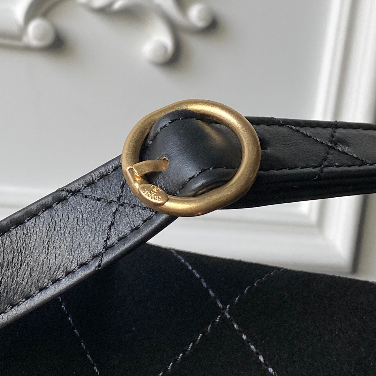 CHANEL 25S SHOULDER BAG 30 IN BLACK SUEDE WITH GOLD HARDWARE