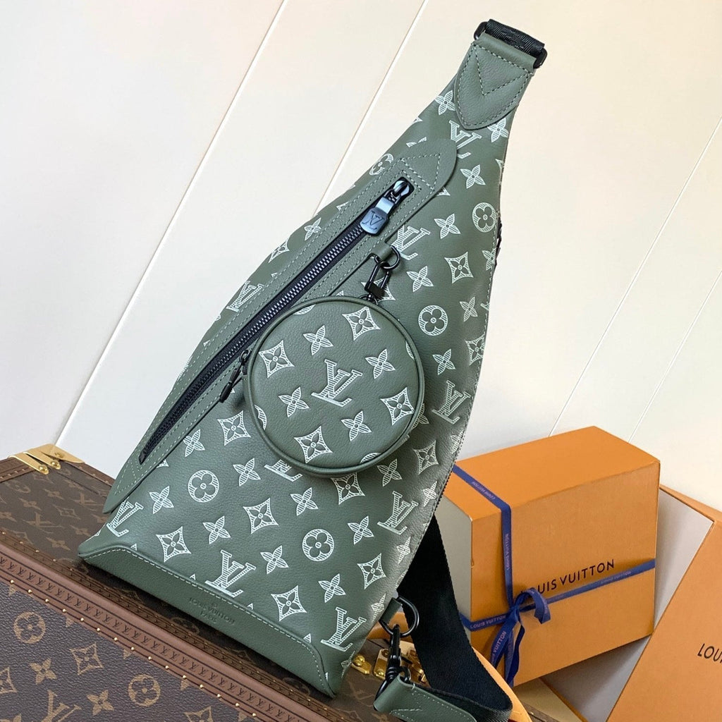 LOUIS VUITTON DUO CROSSBAG BAG 42 IN GREEN AND WHITE MONOGRAM SHADOW COWHIDE