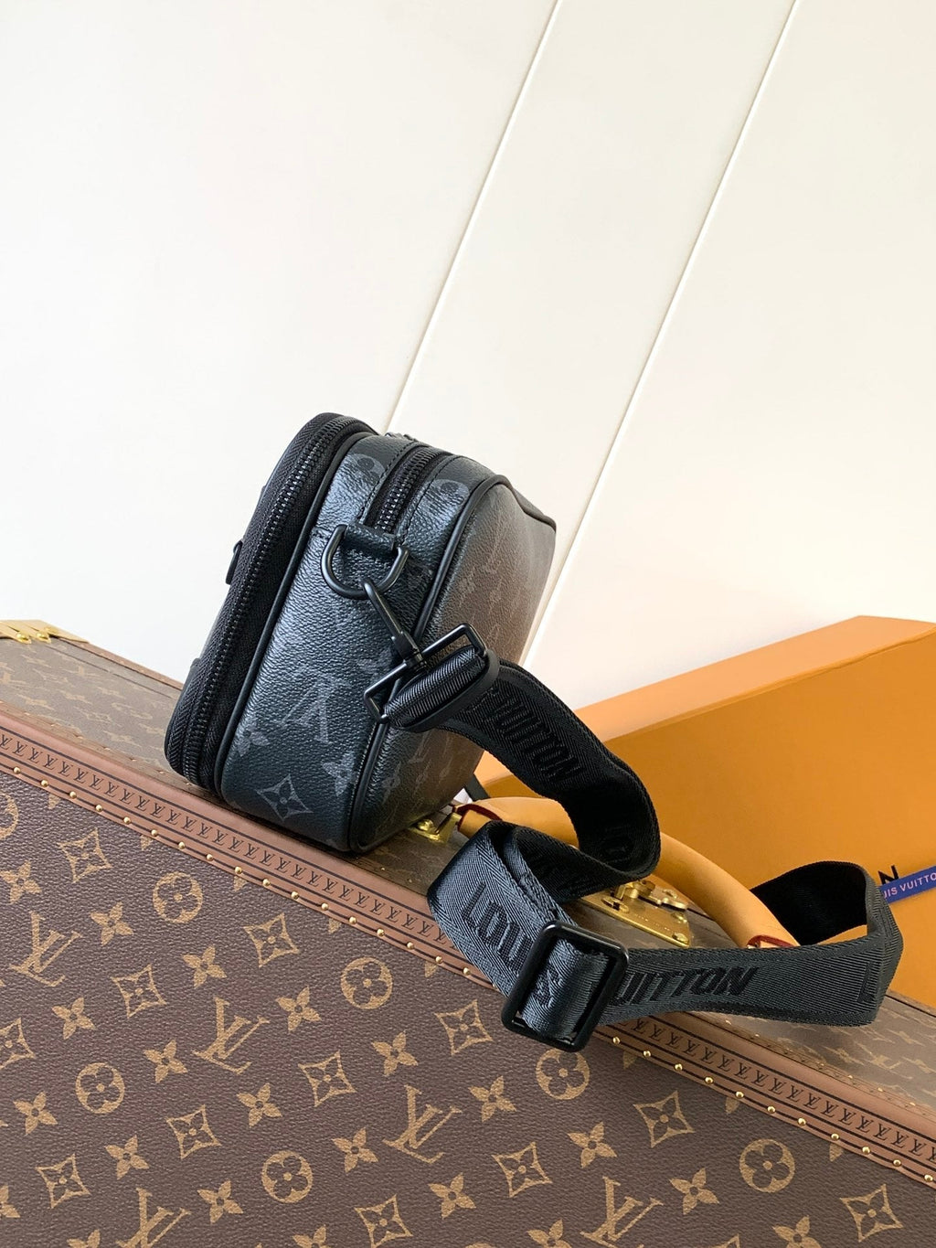 LOUIS VUITTON NANO ALPHA BAG 24 IN BLACK MONOGRAM ECLIPSE CANVAS AND COWHIDE