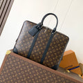 LOUIS VUITTON LV 25S PORTE- DOCUMENTS VOYAGE 41 IN BROWN AND BLACK EMBOSSED DAMIER INFINI CALFSKIN