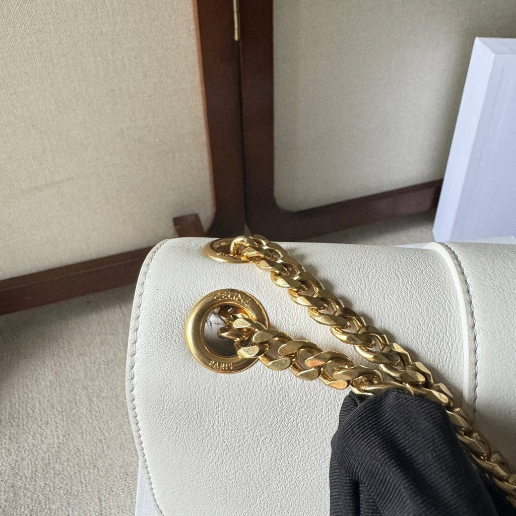 CELINE MEDIUM  VICTOIRE BAG 25 IN IVORY CALFSKIN