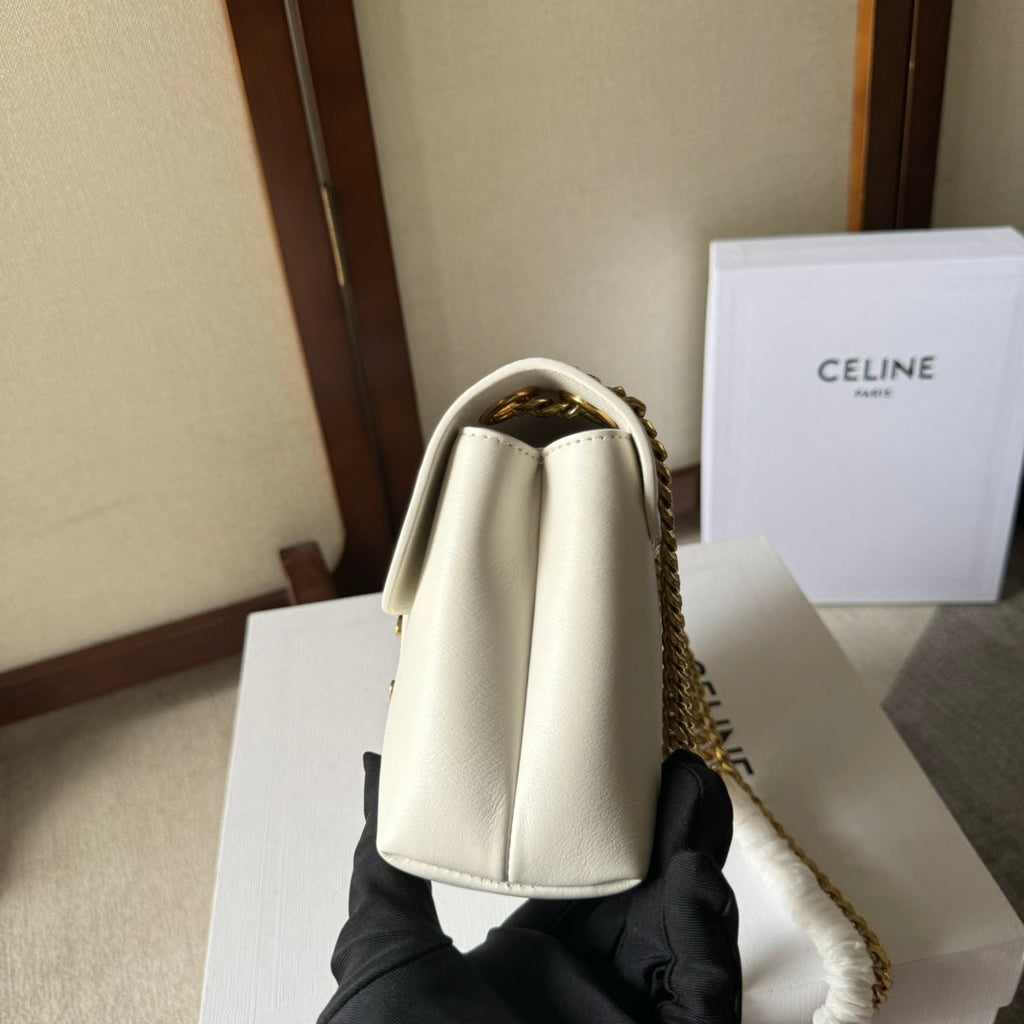 CELINE MEDIUM  VICTOIRE BAG 23 IN SOFT YELLOW CALFSKIN