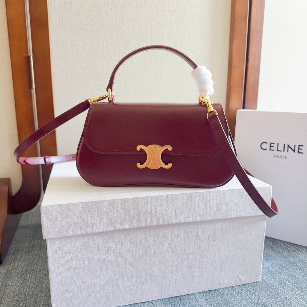 CELINE TEEN LOLA 20 IN BURGUNDY RED CALFSKIN GOLD HARDWARE