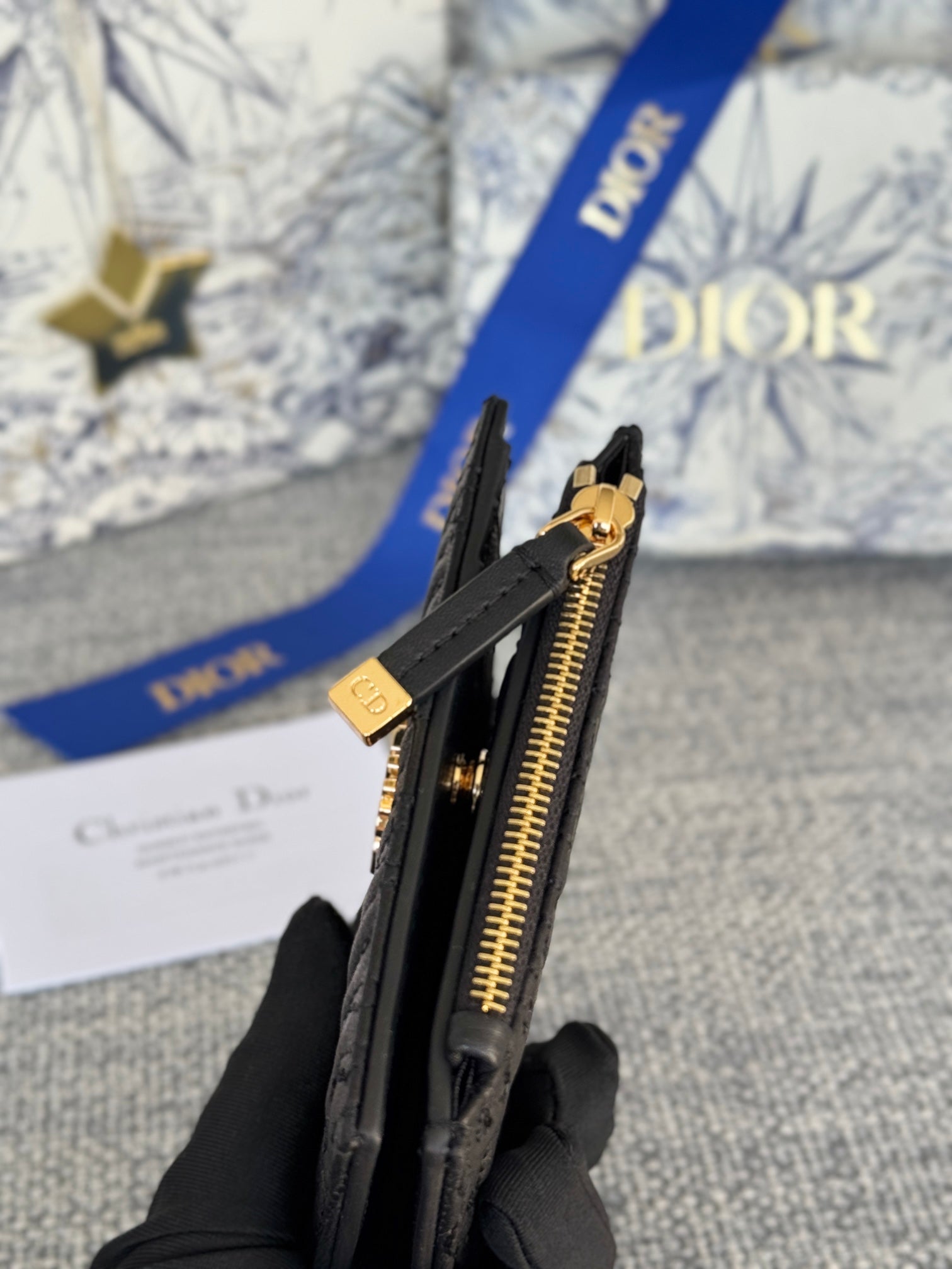 DIOR BIFOLD WALLET 11 IN BLACK QUILTED ALLOVER CALFSKIN