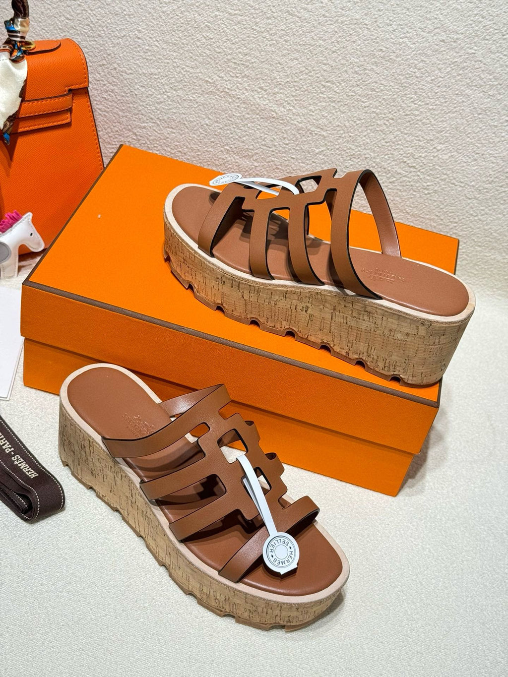 HERMES ISABELLA SANDAL CARAMEL CALFSKIN