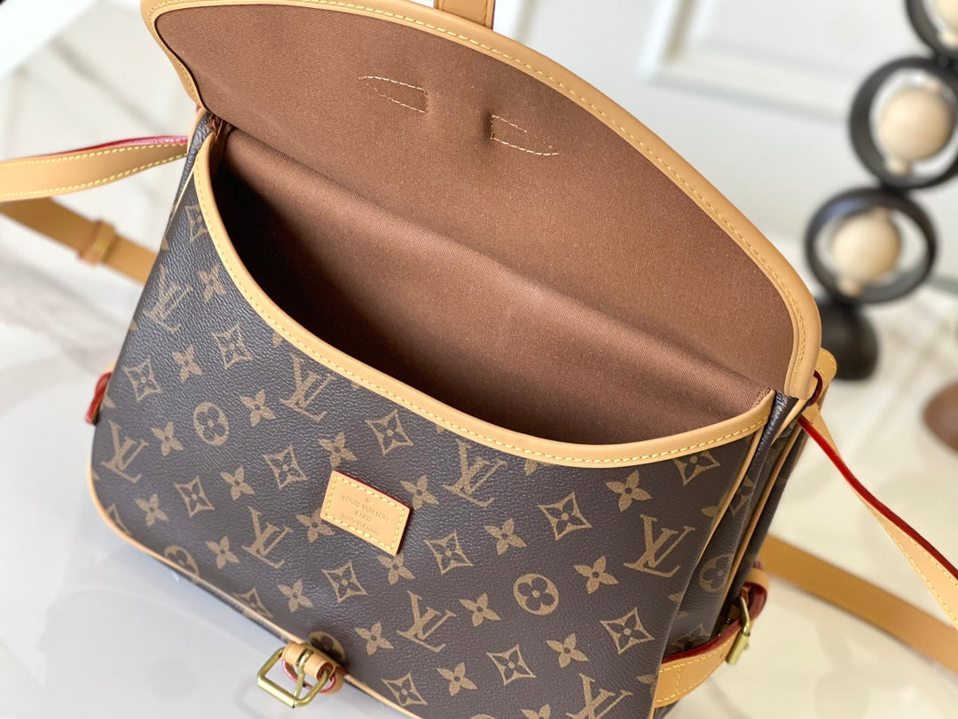 LOUIS VUITTON SAUMUR BB 35 IN BROWN MONOGRAM CANVAS AND LEATHER TRIM GOLD HARDWARE