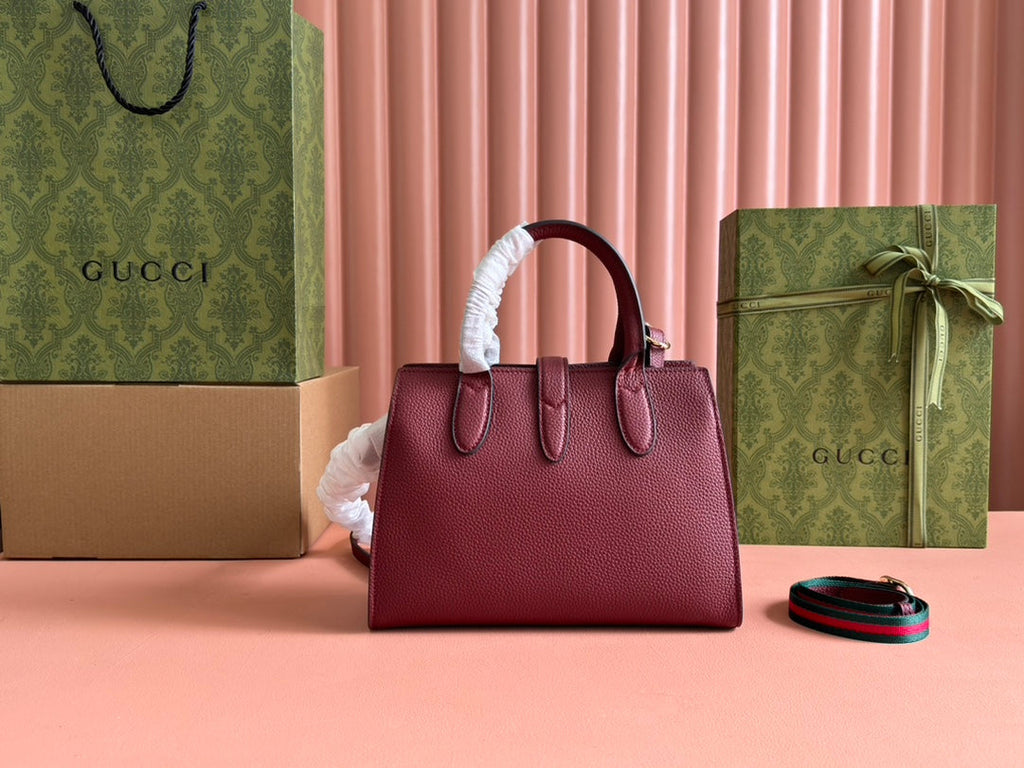 GUCCI SMALL JACKIE TOTE 24 IN BURGUNDY LAMBSKIN