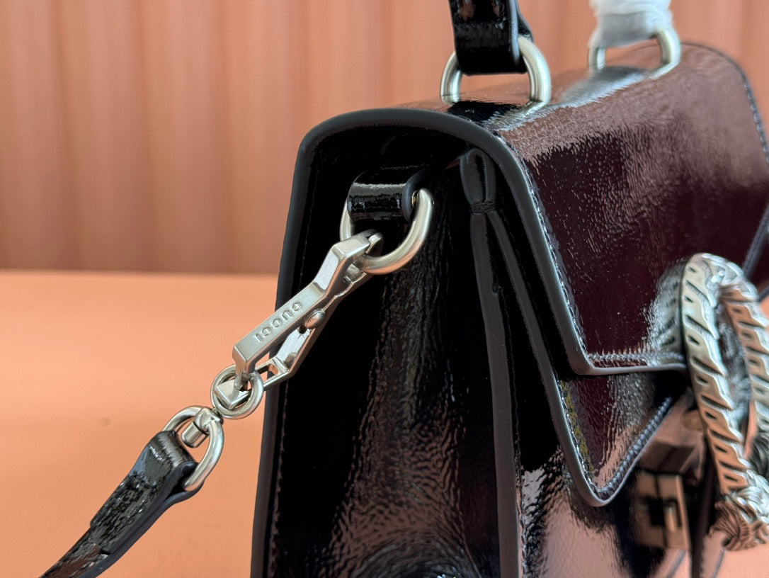 GUCCI DIONYSUS MEDIUM SHOULDER BAG 22 IN BLACK  GLOSSY LAMBSKIN
