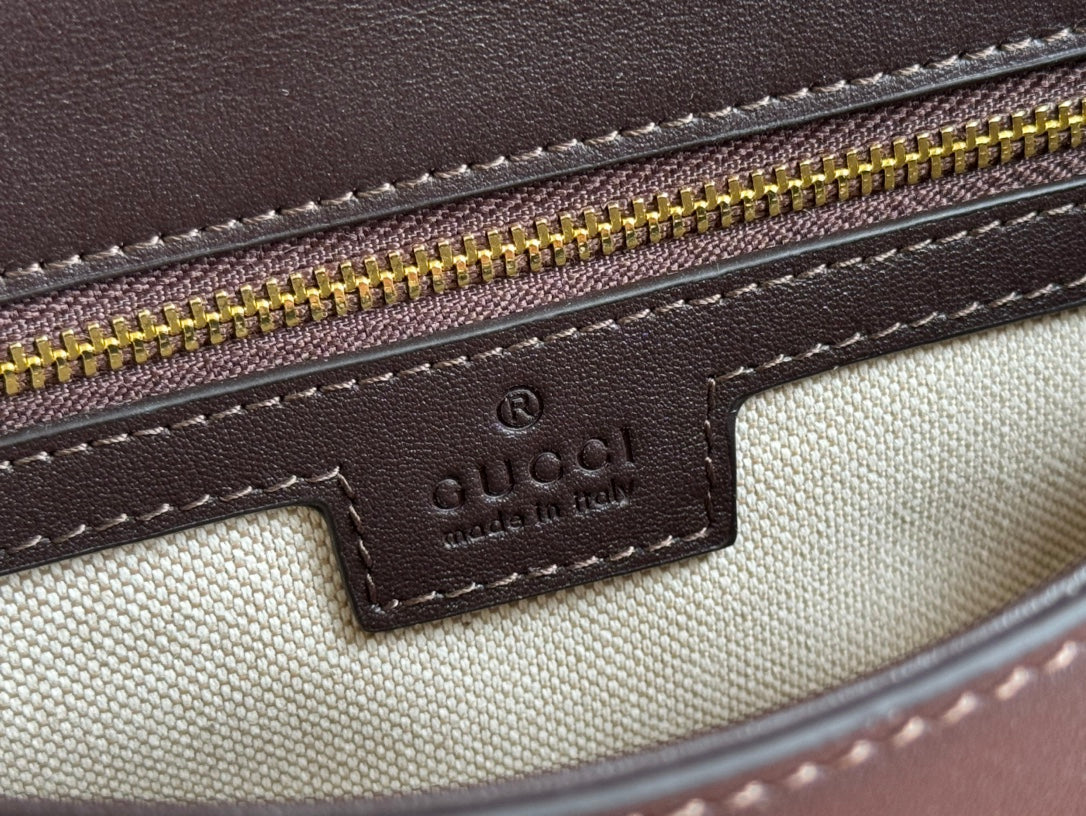 GUCCI BLONDIE LARGE TOP HANDLE BAG 32 IN DARK BROWN CALFSKIN
