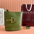 GUCCI 73 MEDIUM BUCKET BAG 27.5 IN GREEN SMOOTH CALFSKIN