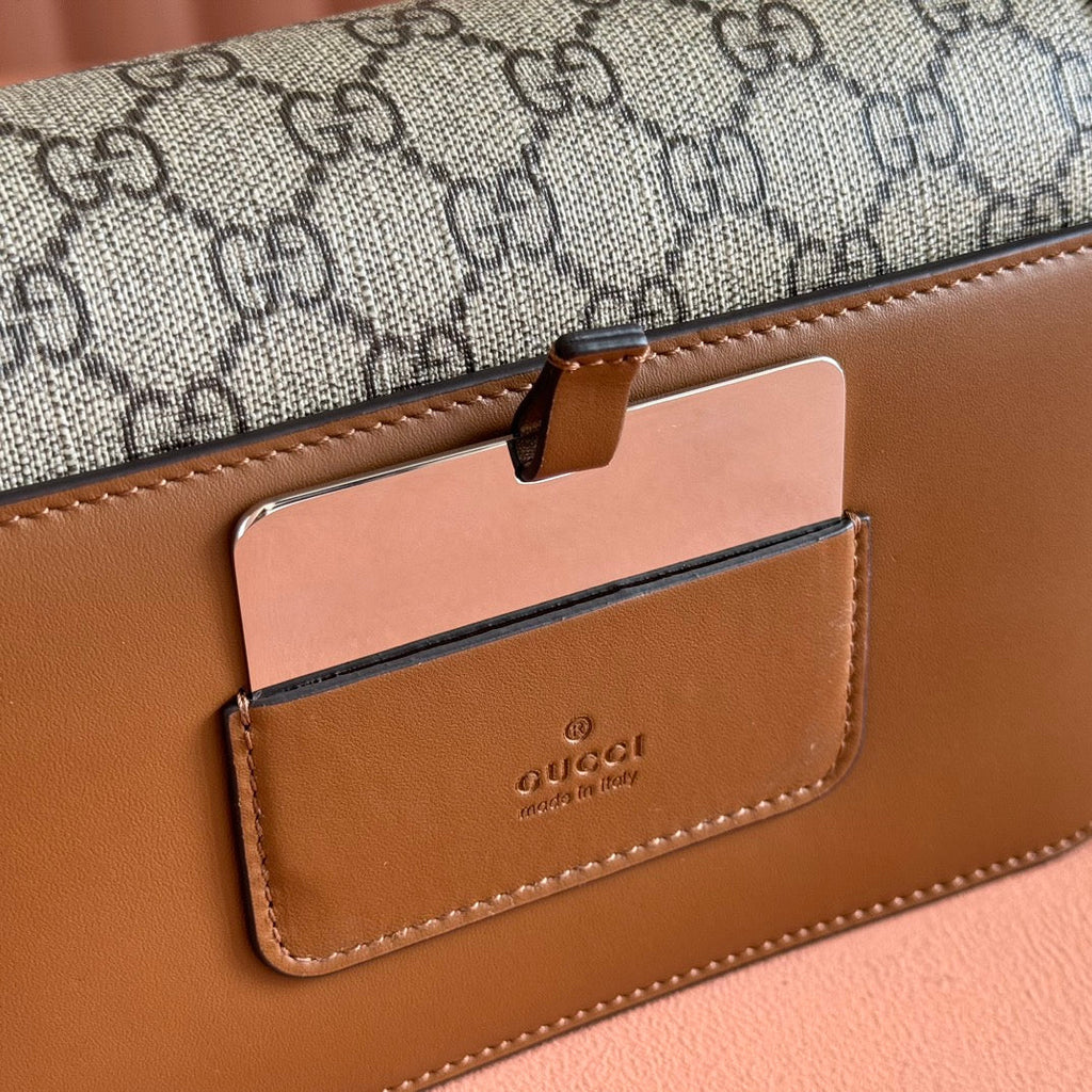 GUCCI GO SMALL SHOULDER BAG 21.5 IN DARK GREY BROWN CALFSKIN