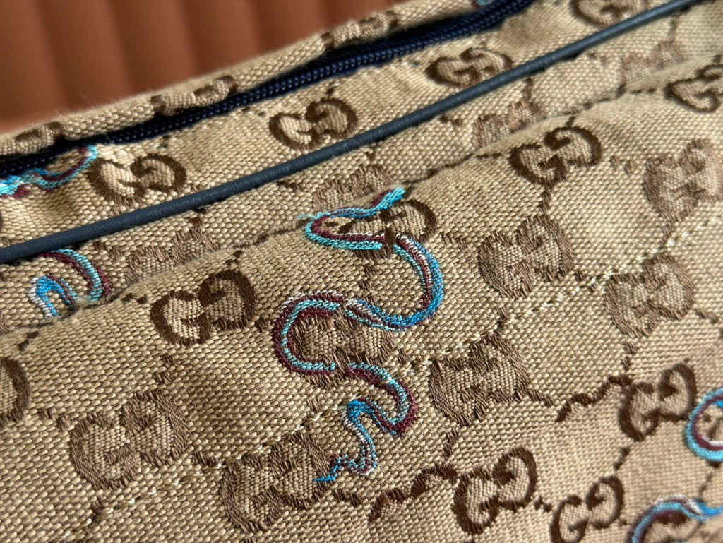 GUCCI OPHIDIA BELT BAG 34 IN LIGHT BROWN  CANVAS