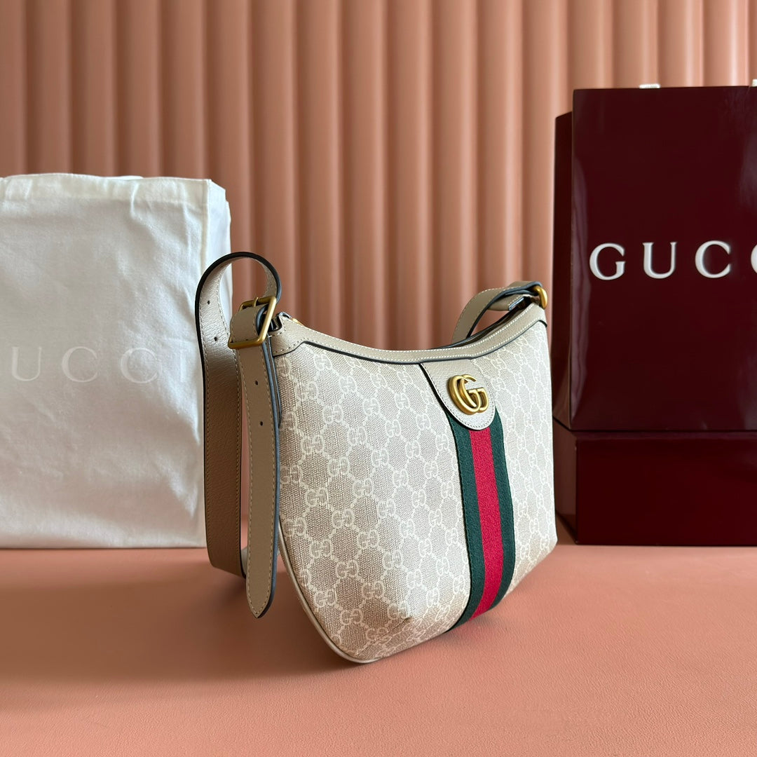 GUCCI 25S EPILOGUE BAG 30 IN BEIGE AND WHITE CALFSKIN