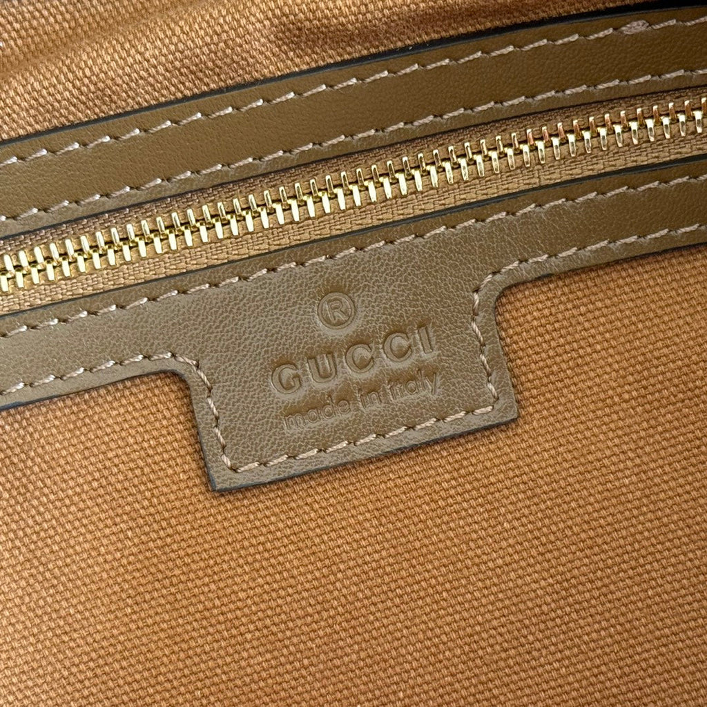 GUCCI 26S TOP HANDLE BAG 35 IN BROWN SUEDE