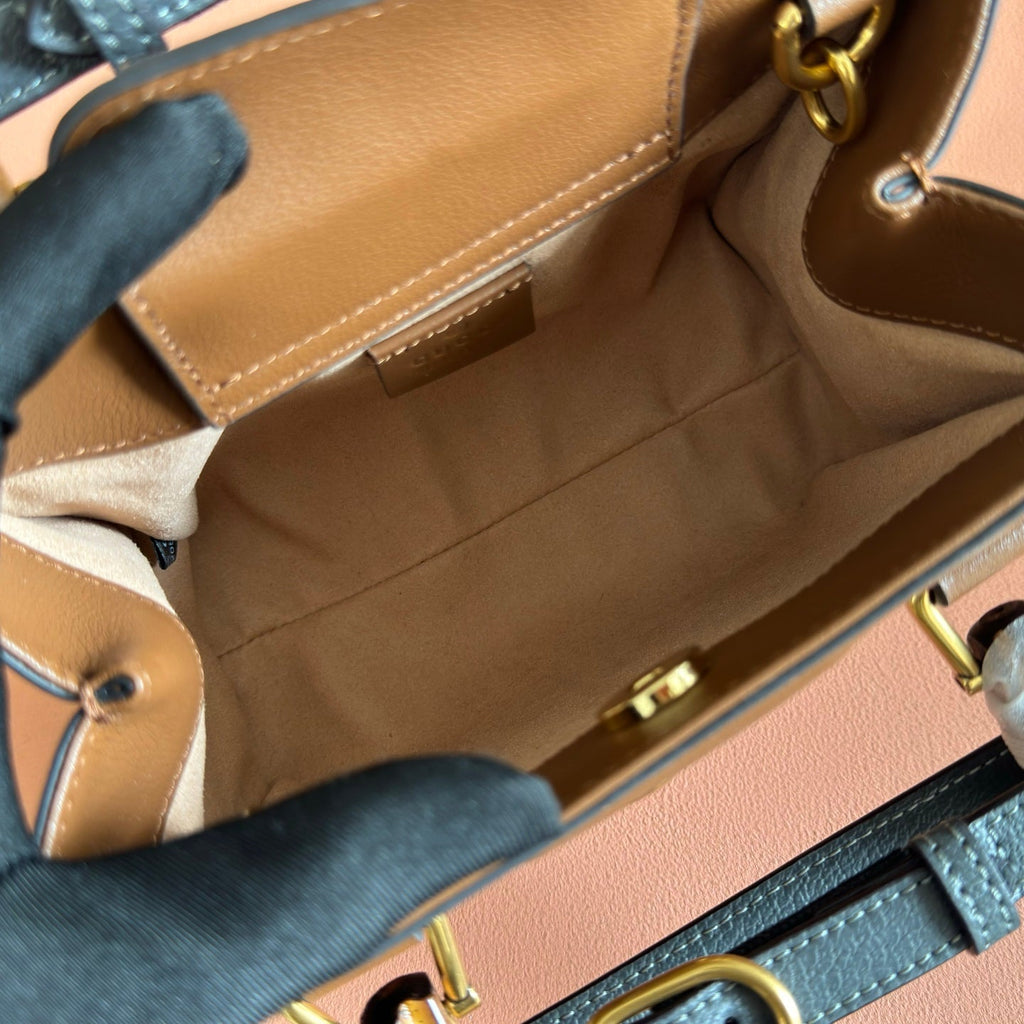 GUCCI 26S DIANA TOTE BAG 21 IN BROWN CALFSKIN