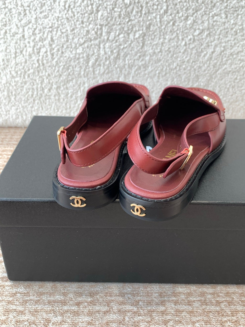 CHANEL MOASIN SLINGBACK IN CURRANT RED CALFSKIN