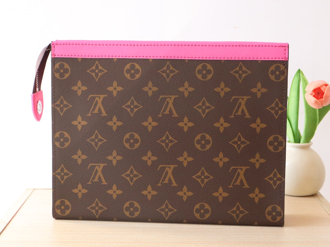 LOUIS VUITTON LV 25S POCHETTE VOYAGE 26 IN PONDICHERY PINK MONOGRAM MACASSAR COATED CANVAS