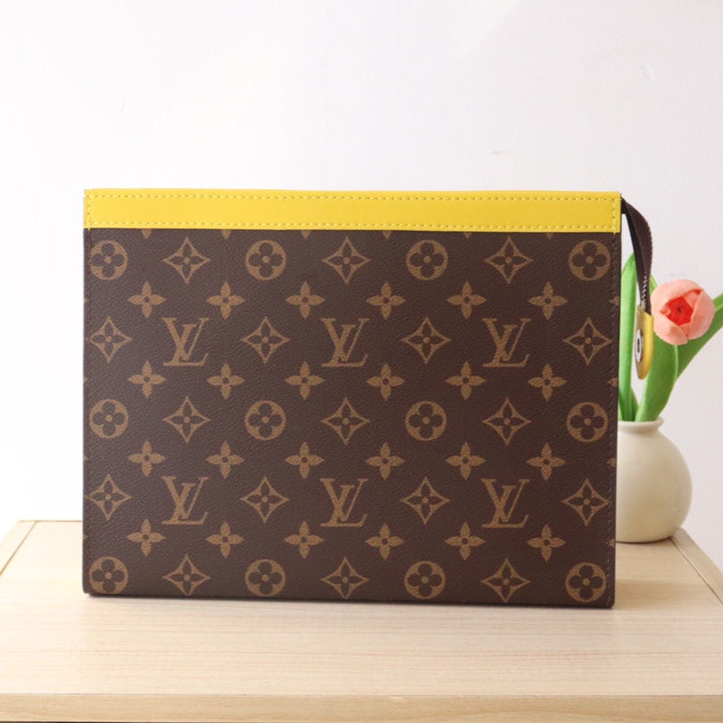 LOUIS VUITTON LV 25S POCHETTE VOYAGE 26 IN YELLOW MONOGRAM MACASSAR COATED CANVAS