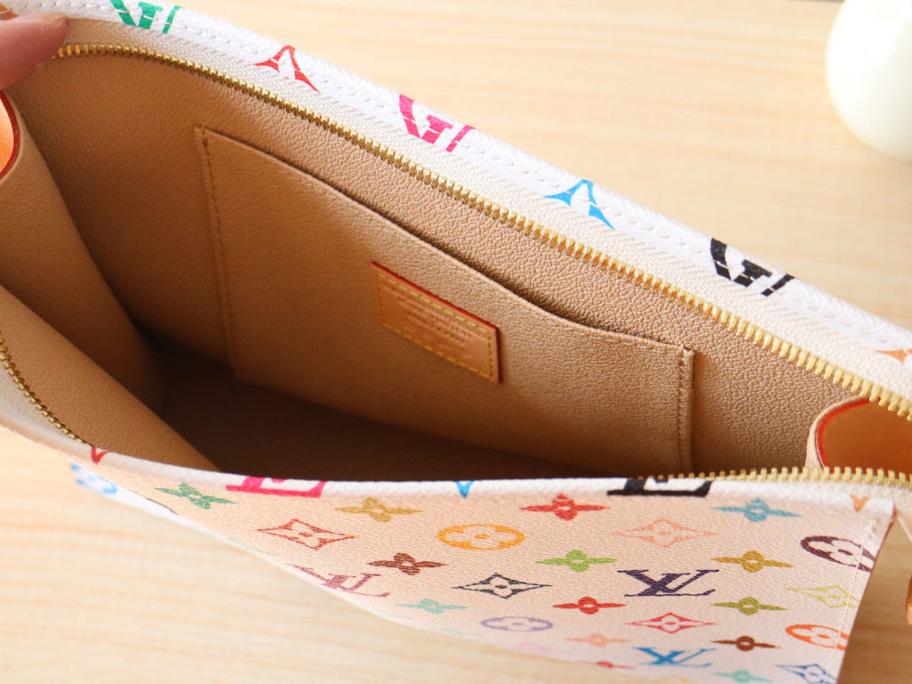 LOUIS VUITTON TOILETRY POUCH 25 IN WHITE MIX COLORFUL CALFSKIN