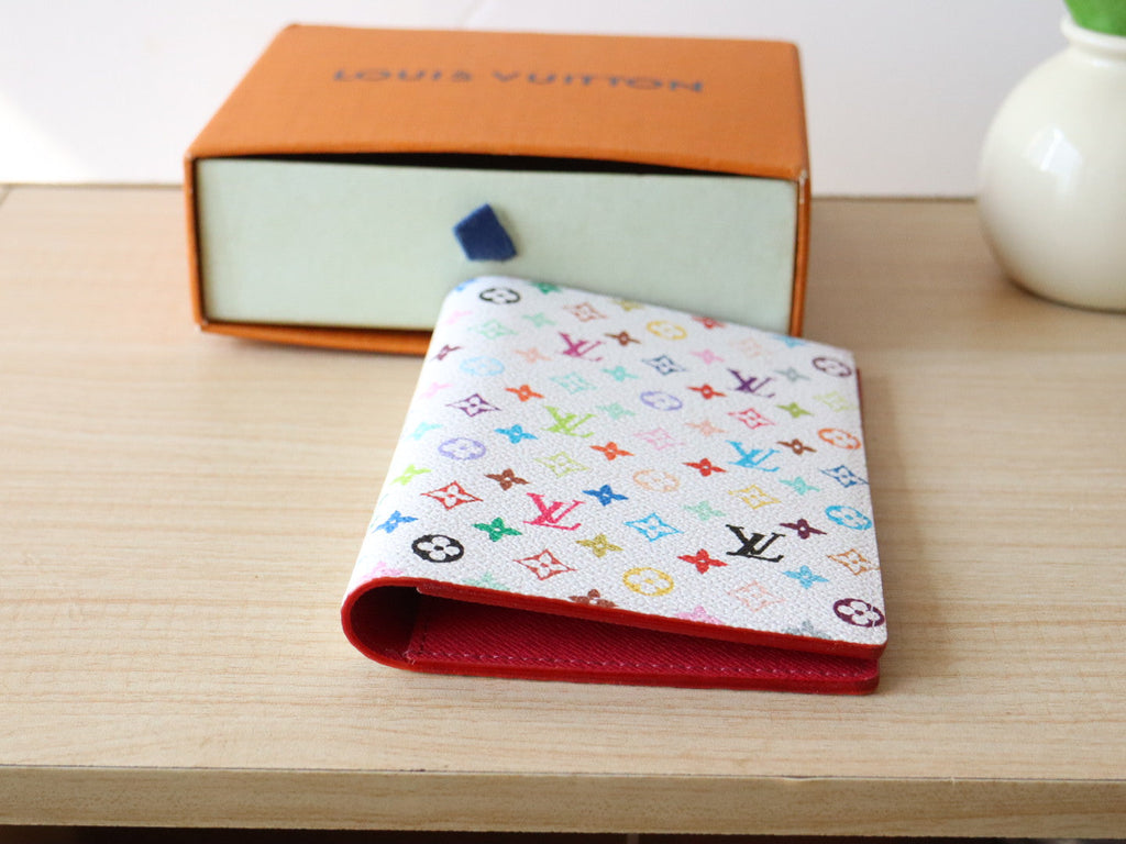 LOUIS VUITTON DOLL PASSPORT WALLET IN WHITE MIX COLORFUL CALFSKIN